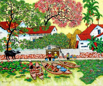 Tran Thu Huong Village mediodía vietnamita asiático Pinturas al óleo